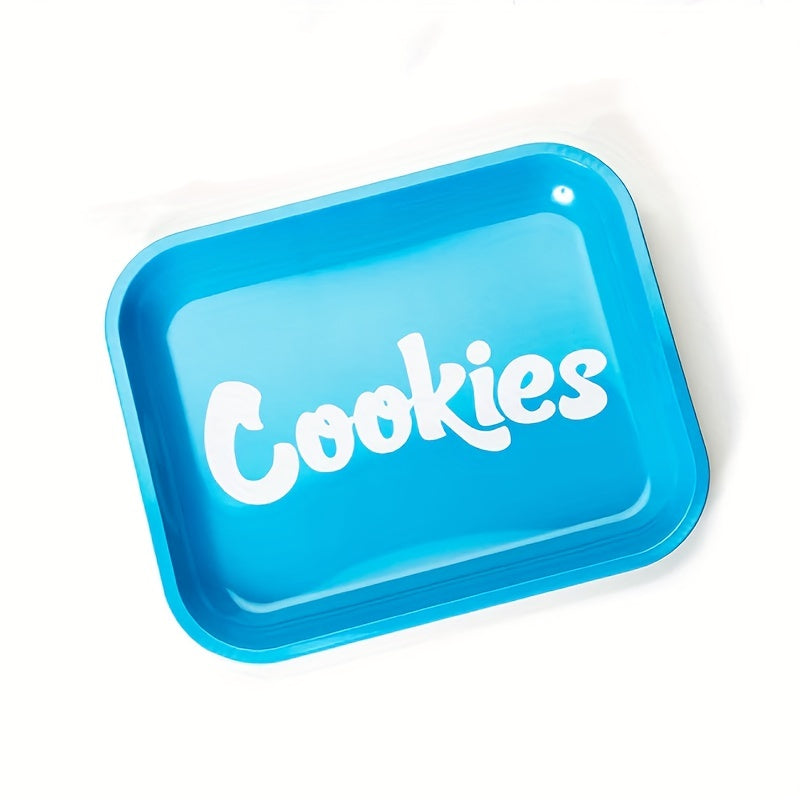 1pc Blue Plastic Cigarette Rolling Tray, Cookies Sign Cigarette Rolling Operating Tray, Cigarette Tray 7.09*4.72inch