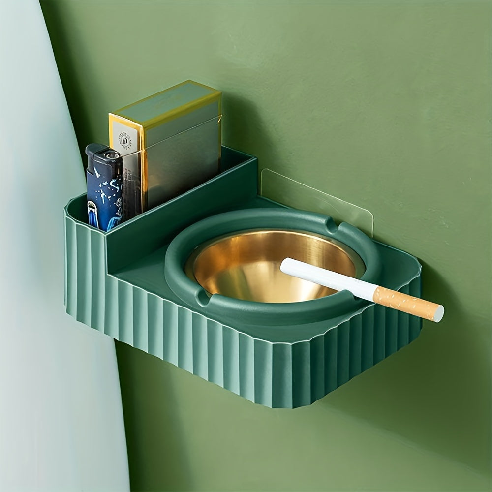 1pc Elegant Wall-Mounted Stainless Steel Cigarette Ashtray - Perfect For Bathroom Storage And Organization