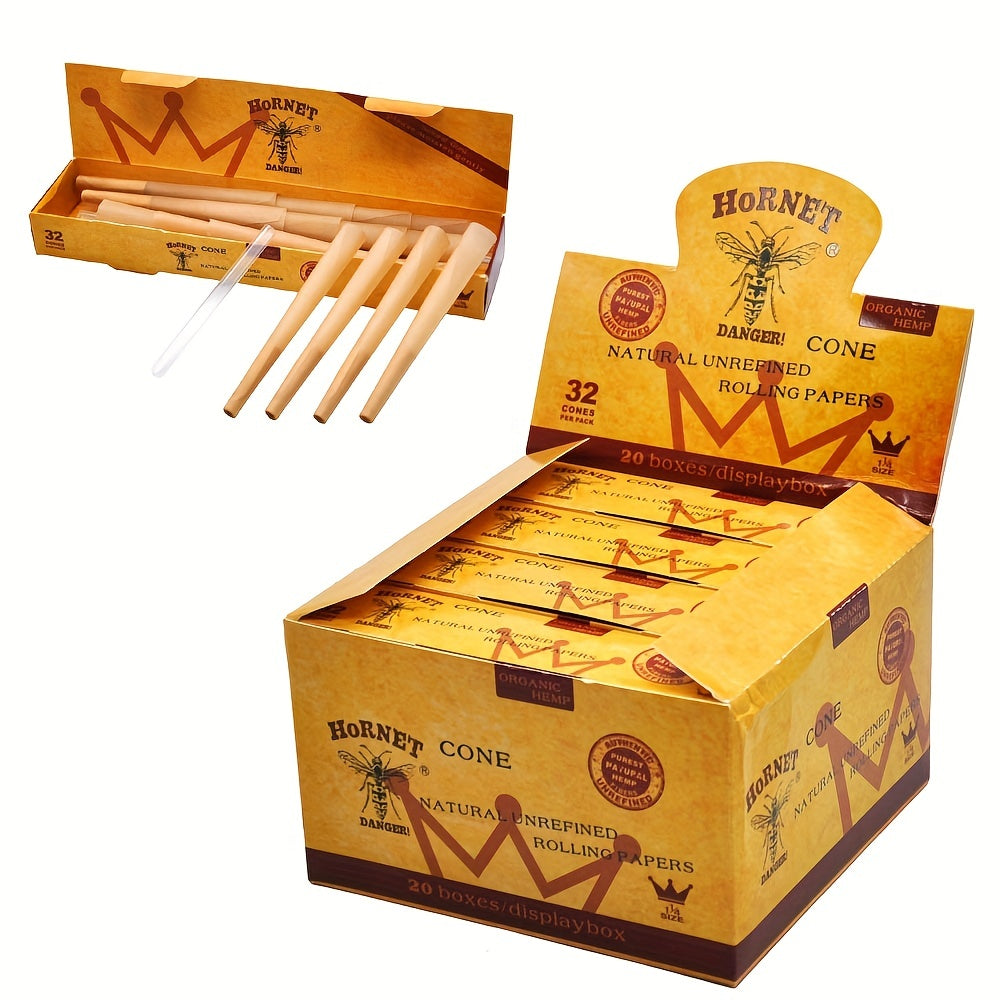 32/96/320/640pcs, Pre-rolled Cones, Tapered Paper With Tips On The Roll, Flavor Paper, Translucent Pre-Rolled Cones, Cigarette Paper, Hornet Natural Unrefined Rolling Paper, Cones King Size