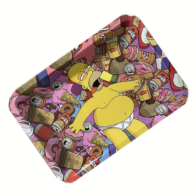 1pc, Rolling Trays, Creative Pattern Cigarette Rolling Tray, Metal Cartoon Rolling Tray, Washable Rolling Tray, Fruit Plate, Dessert Tray, Cigarette Plate, Cigarette Accessories Tray, Smoking Accessaries, Chrismas Gifts, Halloween Gifts