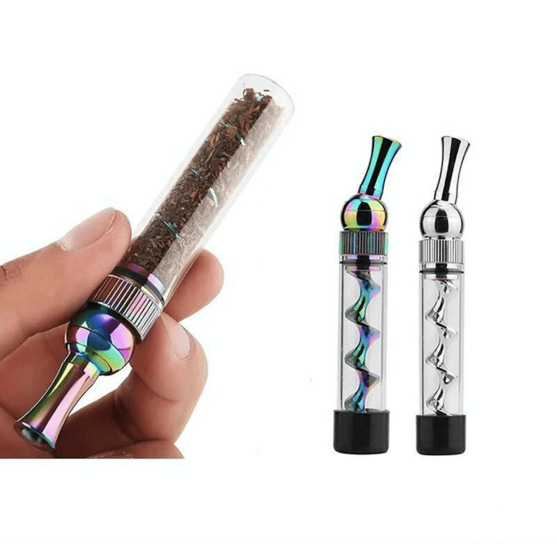 1pc Glass Blunt Twist Pipe, Assembly Pipe With Cleaning Tool, Smoking Pipe, Smoking Accessories, Tobacco Pipe