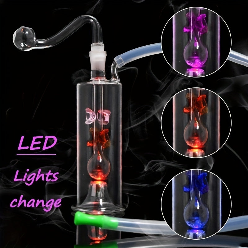 1 Set, LED Gradient Color High Borosilicate Glass Bong Pipe Water Pipe Smoking Accessories