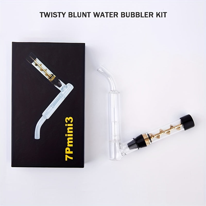 1set, Twisty Glass Blunt Watter Bubbler Pipe, Smoking Pipe, Smoking Accessories, Weed Accessories, Water Pipe, Tobacco Glass Tube, With Cleaning Tool