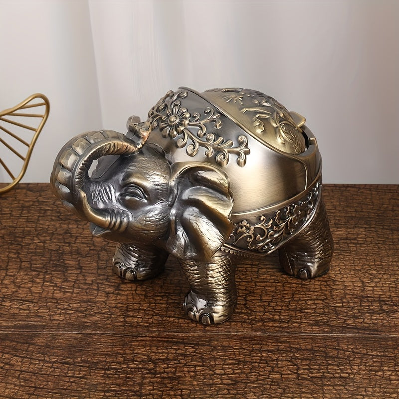 1pc, Elegant Elephant Zinc Alloy Ashtray for Home Decor and Smoking - Creative and Durable Metal Smoking Accessory