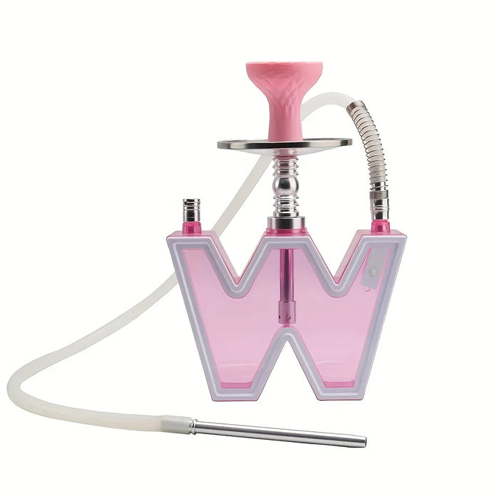 1pc, W-shaped Smoking Product With Single/ Double Hose, 4 Colors LED Light, Suitable For Bar Party, Party Supplies