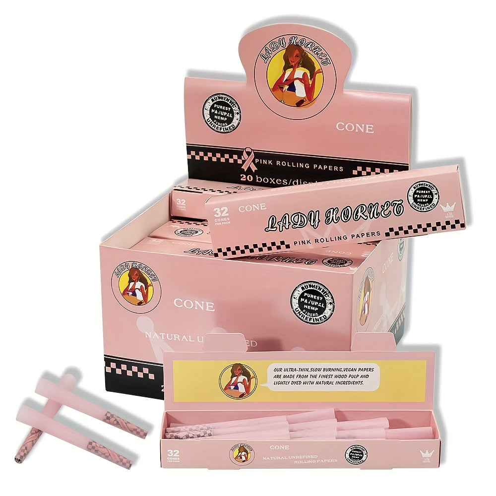 32pcs/box, Pink Trumpet Tube Roll Paper Box, Rolling Paper Hand Roll Accessories