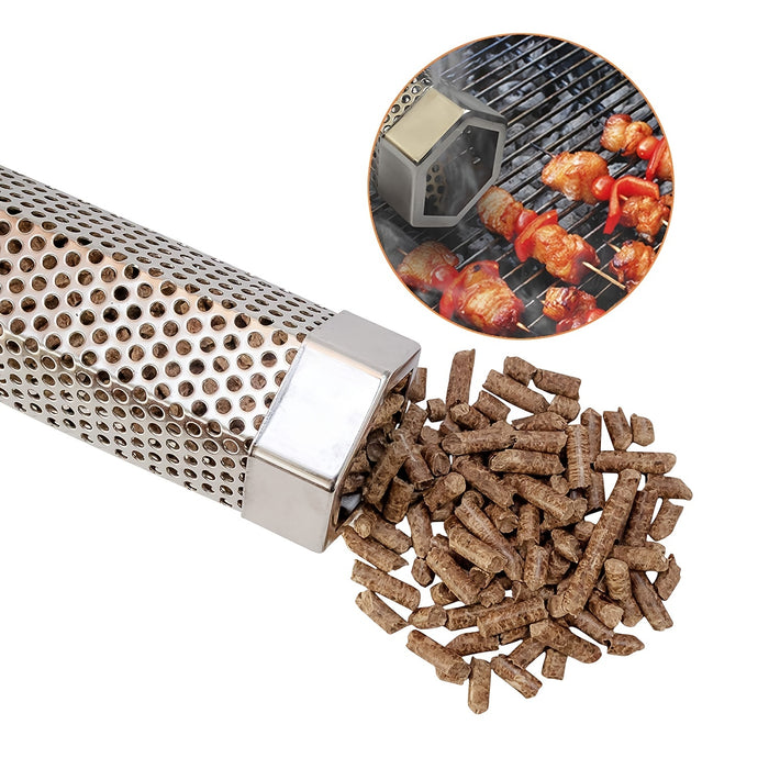 1pc Pellet Smoking Tube, BBQ Blowing Net, Stainless Steel Smoking Tube, Outdoor BBQ Accessories