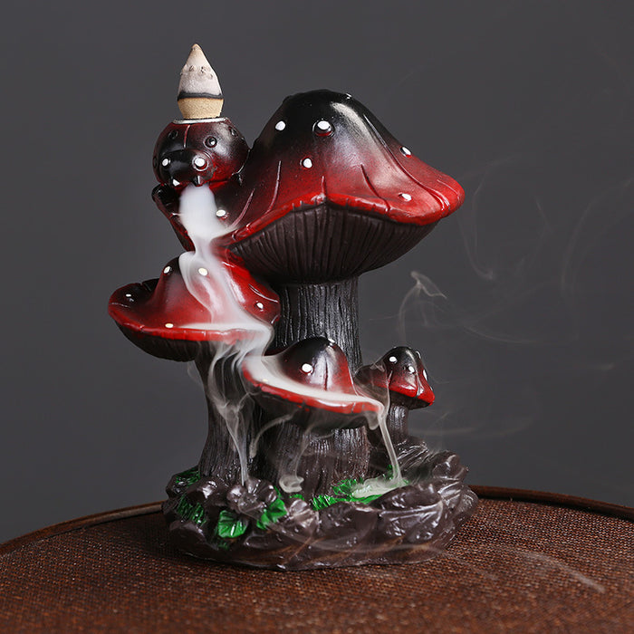 1pc, Resin Mushroom Waterfall Backflow Incense Burner, Incense Burner Holder Home Ornaments Creative Waterfall Backflow Incense Burner Incense Holder Censer Without Incense Cones