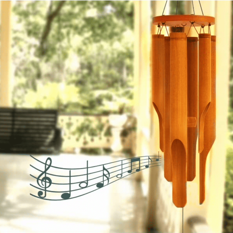 1pc, Bamboo Wind Chimes, Outside Outdoor Wooden Windchimes, Small, Handcrafted With Calming Deep Tones, Ideal Home Decor, Gift For Any Occasio, Home Decor, Bedroom Decor, Wedding Decor