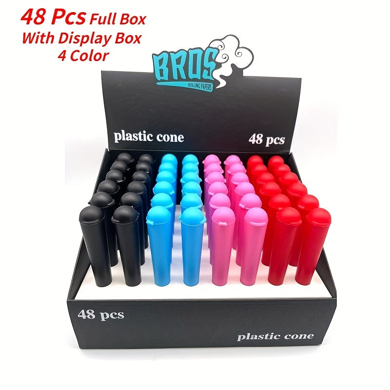 48pcs, Full Box 4 Color Plastic Airtight Waterproof Empty Stash Tube Joint Tube Pre-Roll Cones Holder Blunt Tube King Size 110MM Smoking Accessories