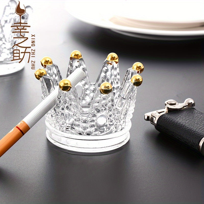 1pc, Creative Crown Ashtray, Glass Ashtray, Household Decorative Astray, Ashtrays For Home, Hotel, Bar, Office, Fancy Gift For Men Women, Christmas Gifts, Halloween Gifts