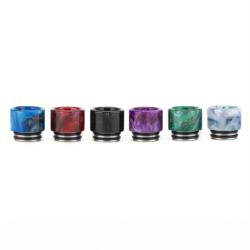 6pcs, Drip Tip, 810 Resin Universal Suction Nozzle, Mixed Small Caliber Mouth, Epoxy Resin Cigarette Mouthpiece, Cigarette Holder, Tobacco Accessories