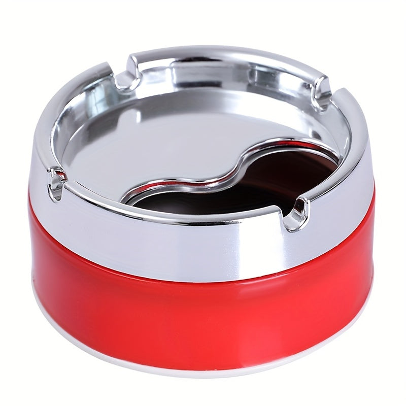 1pc Stainless Steel Ashtray, Sealed Windproof Ashtray, Living Room Household Rotary Thickening Ashtray