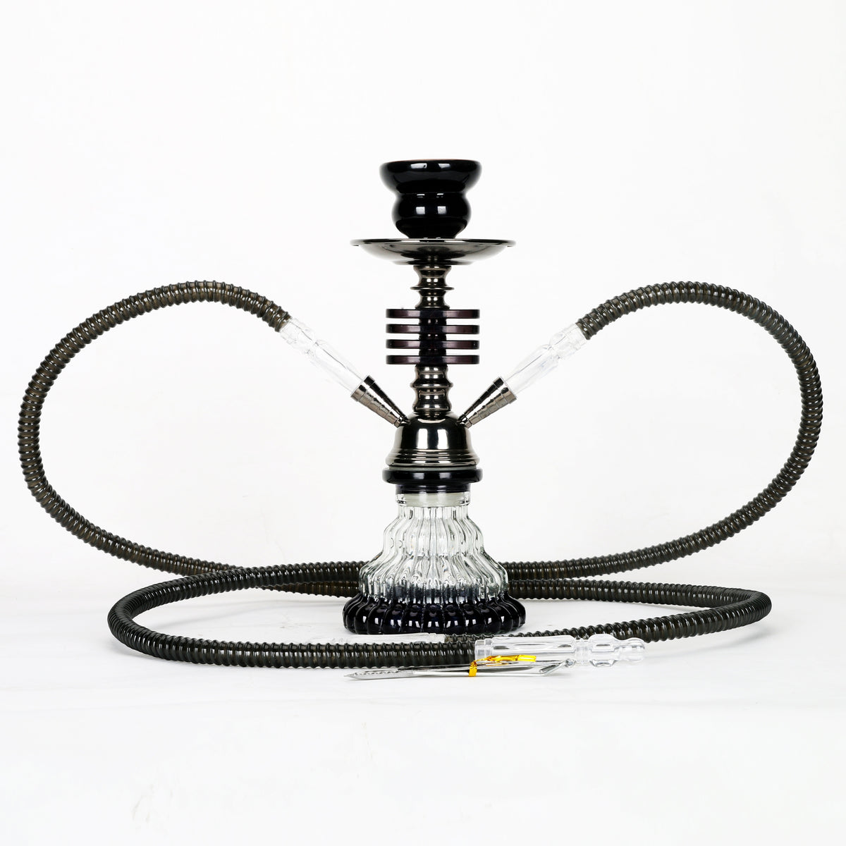 1pc, Arabic Hookah, 11 Inch 2 Tube Small Acrylic Hookah, Portable Hookah Bong With Ceramic Tobacco Pot, Weed Accessories