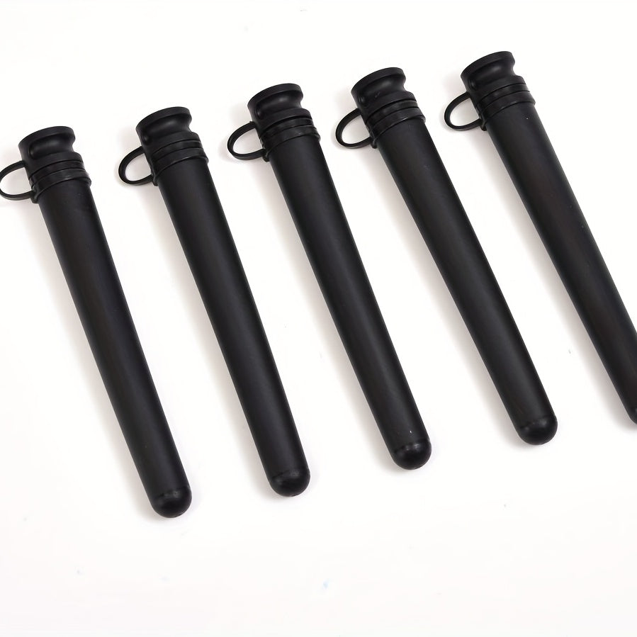 3pcs, New Black Plastic Conical Smoke Tube, With Cover Sealed Horn Tube Cigarette Paper For Moisture-proof Storage