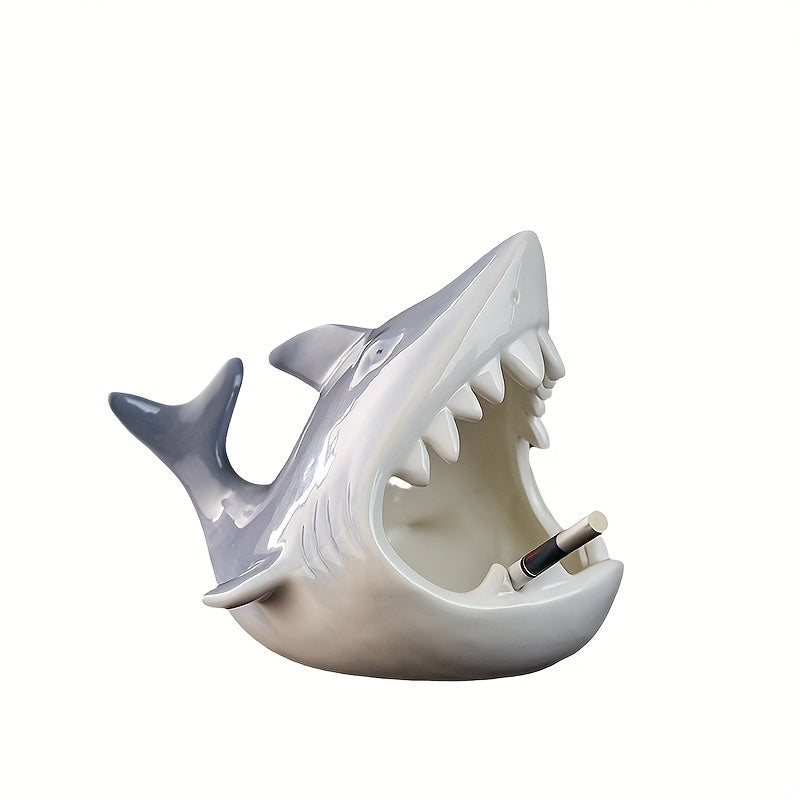 1pc, Creative Ceramic Shark Ashtray, Household Decorative Astray, Ashtrays For Home, Hotel, Bar, Office, Fancy Gift For Men Women, Household Gadget, Christmas Gifts, Christmas Supplies, Christmas Party Supplies