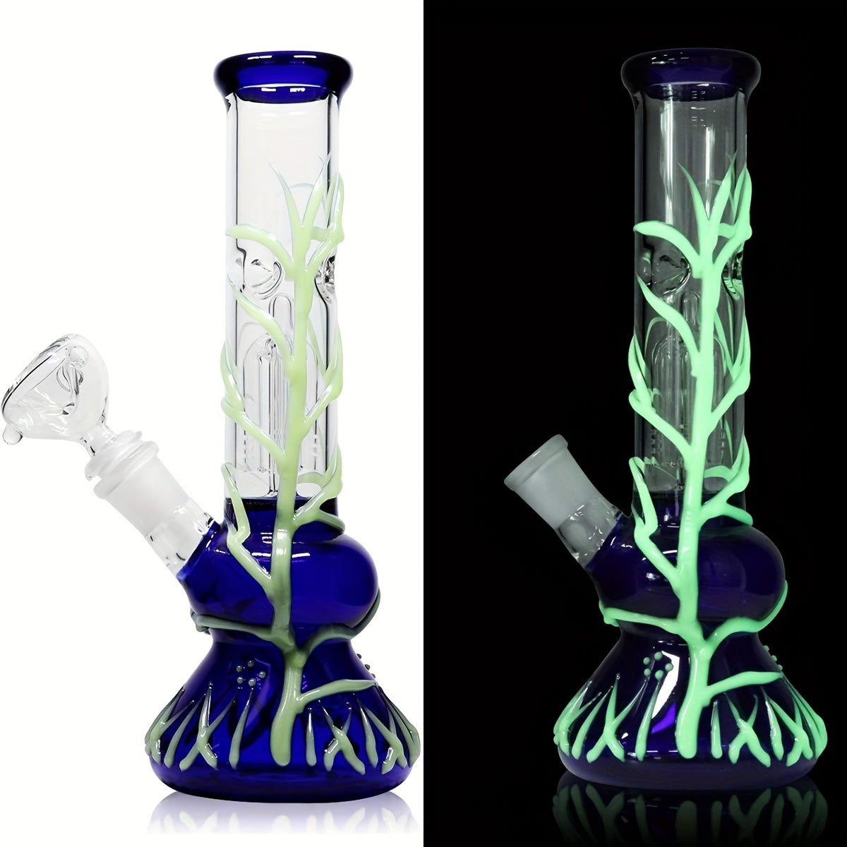 1pc Luminous Glass Bong Water Pipe For Home Travel Party 11 Inches Smoking Accessories