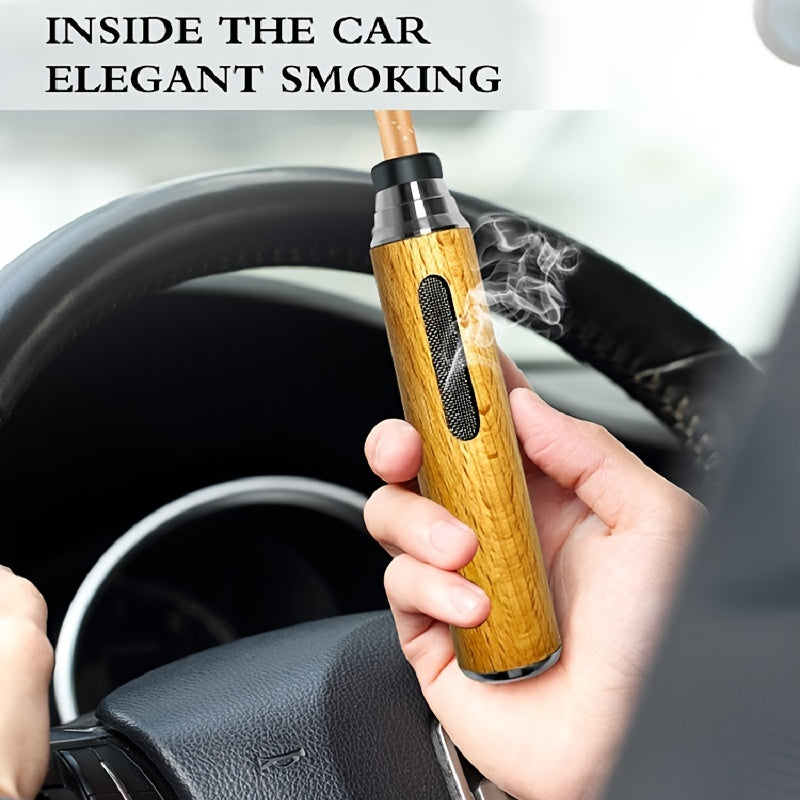 1pc Portable Car Ashtray, Portable Ashtray, Non-dropping Ash Artifact, Lazy Cigarette Holder, Driving Smoking Bomb Free Ash Ashtray, 4.8*1in