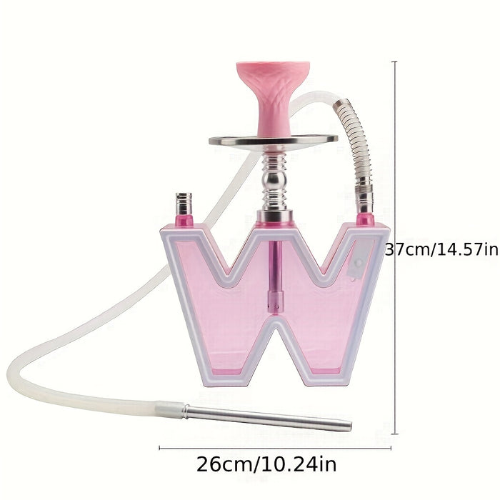 1pc, W-shaped Smoking Product With Single/ Double Hose, 4 Colors LED Light, Suitable For Bar Party, Party Supplies