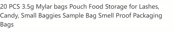 20 PCS 3.5g Mylar Bags Pouch Food Storage For Lashes, Candy, Small Baggies Sample Bag Smell Proof Packaging Bags, Kitchen Supplies