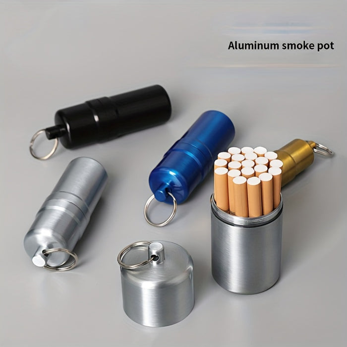 1pc Portable Zinc Alloy Cigarette Box Waterproof Cigarette Case With Key Ring For Men