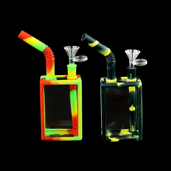 1pc, Beverage Box Hookah Smoke Pipe, Silicone Smoke Tube Including Glass Smoke Pot, Convenient And Portable Smoking Set, Snuff Bottle Pipe, Smoking Accessories