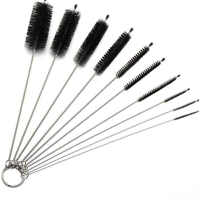 10pcs, Stainless Steel Cleaning Brush for Smoking Pipes, Glass Hookahs, and Feeding Bottles - Nylon Strip Brush for Easy Cleaning and Maintenance