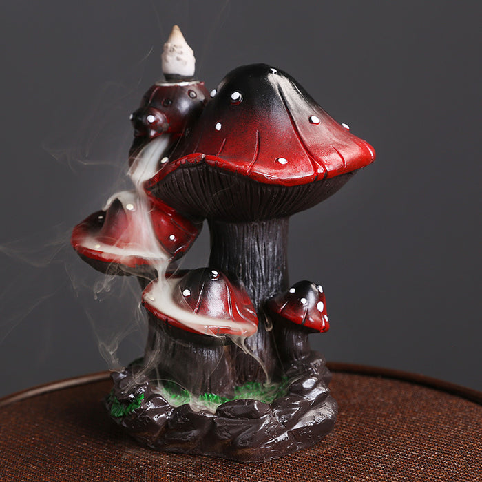 1pc, Resin Mushroom Waterfall Backflow Incense Burner, Incense Burner Holder Home Ornaments Creative Waterfall Backflow Incense Burner Incense Holder Censer Without Incense Cones