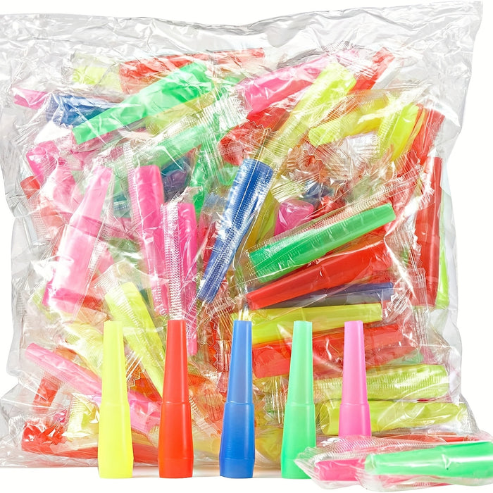 100pcs Hookah Tips Disposable Hookah Mouth Tip Individual Wrapped Mixed Colors Male Hookah Hose Mouth Pieces Fit For Most Hookah Mouthpiece Handles Made Of BPA-Free Plastic - No Burrs