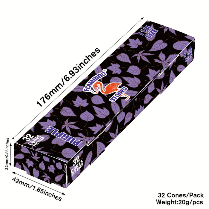 32pcs Pre-Rolled Purple Cones with Tips - 78mm 1 1/4 Size Rolling Papers Smoking Accessories