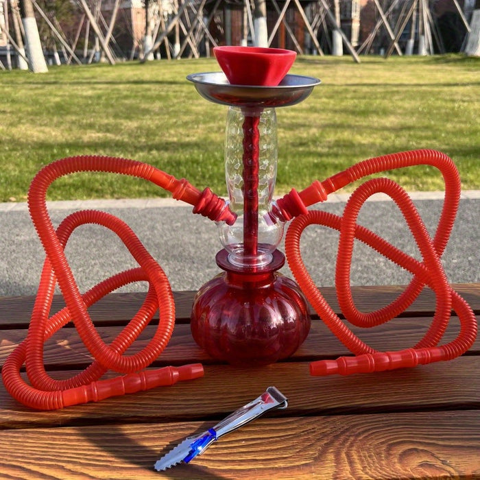 1set, Arabic Hookah Set, Acrylic Outdoor Hookah Bag Full Set Accessories, Contains Silicone Smoking Paste Bowl, Plastic Straw Double Tube With Charcoal Clip