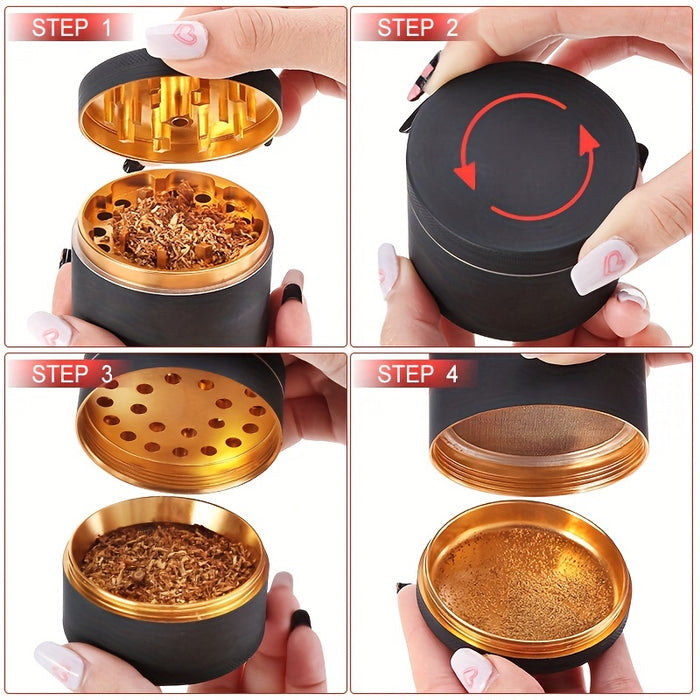 1pc, Four-layer Manual Grinder, Metal Grinder, Cigarette Shredder, Spice Grinder, Grinding Machine, Tobacco Grinder, Smoking Accessories, Kitchen Gadgets