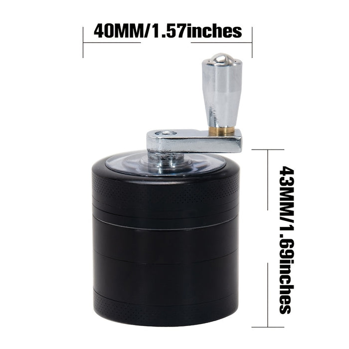 1pc Four-layer Manual Zinc Alloy Tobacco Grinder With Handle, Herb Grinder, Smoking Accessories, Spice Grinder 1.57 Inches