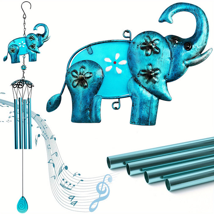 1 Pack, Elephant Wind Chimes, Indoor Outdoor 31" Metal Glass Music Wind Chime, Mobile Romantic Chimes For Garden, Patio, Yard, Backyard Or Festival Decor/Best Mothers And Women Gifts (Blue)