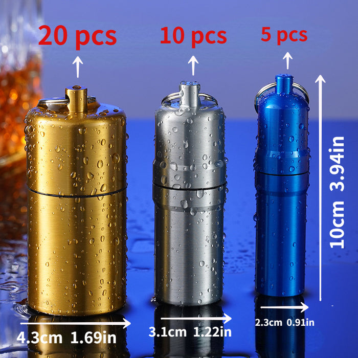 1pc Portable Zinc Alloy Cigarette Box Waterproof Cigarette Case With Key Ring For Men