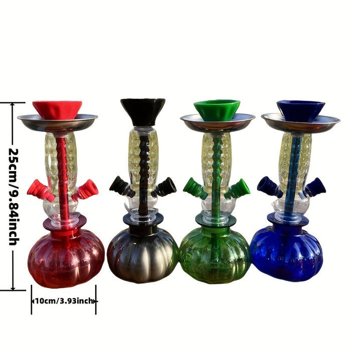 1set, Arabic Hookah Set, Acrylic Outdoor Hookah Bag Full Set Accessories, Contains Silicone Smoking Paste Bowl, Plastic Straw Double Tube With Charcoal Clip