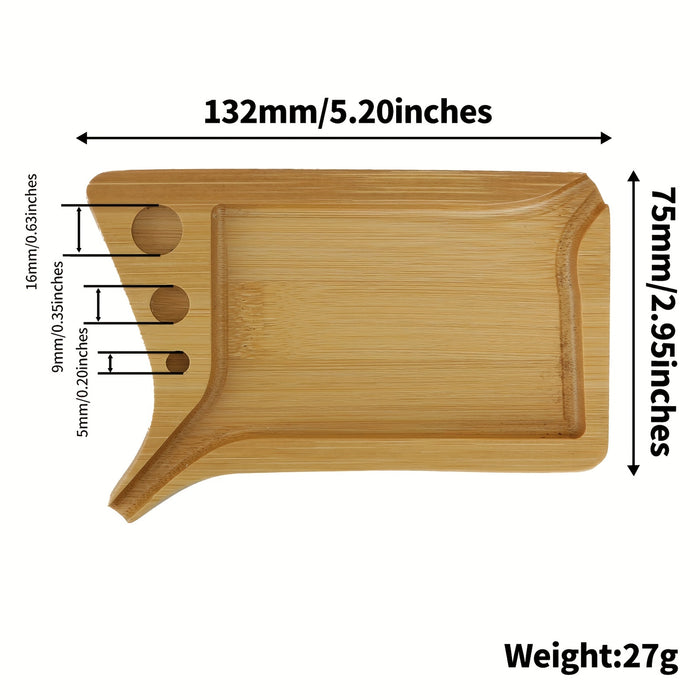 1pc, Small Bamboo Rolling Tray, Mini Wooden Rolling Trays, Cigarette Tray With Rolling Surface, Smoking Tray With 1 King Size Pre-Rolled Cone And 1 Cleaning Brush(5.2''x2.95'')