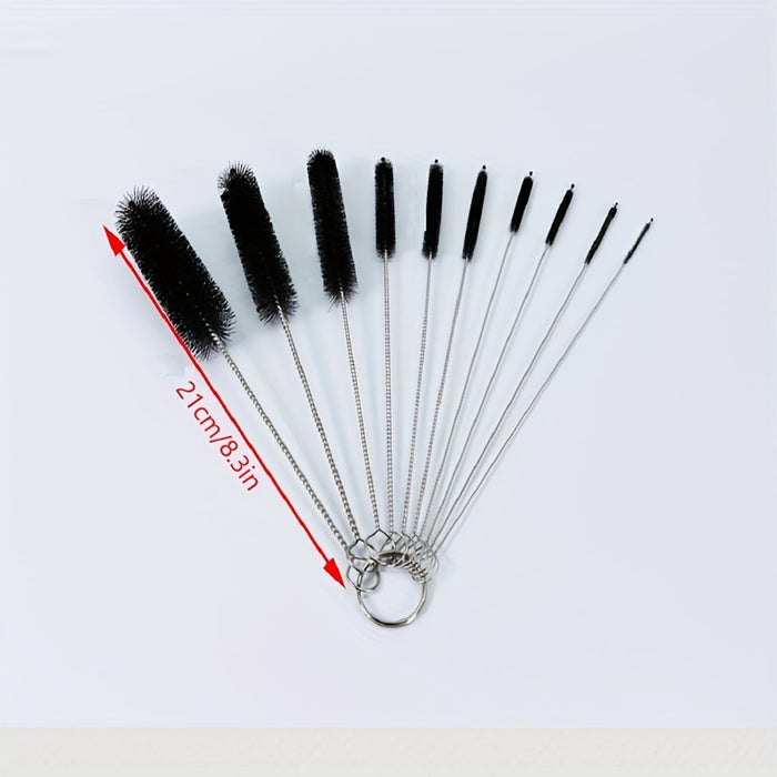 10pcs, Stainless Steel Cleaning Brush for Smoking Pipes, Glass Hookahs, and Feeding Bottles - Nylon Strip Brush for Easy Cleaning and Maintenance