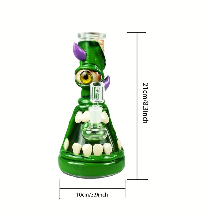 1pc, Handmade Monster Design Clay Water Pipe Glass Bong Water Pipe With 14mm Quartz Banger Smoking Accessories