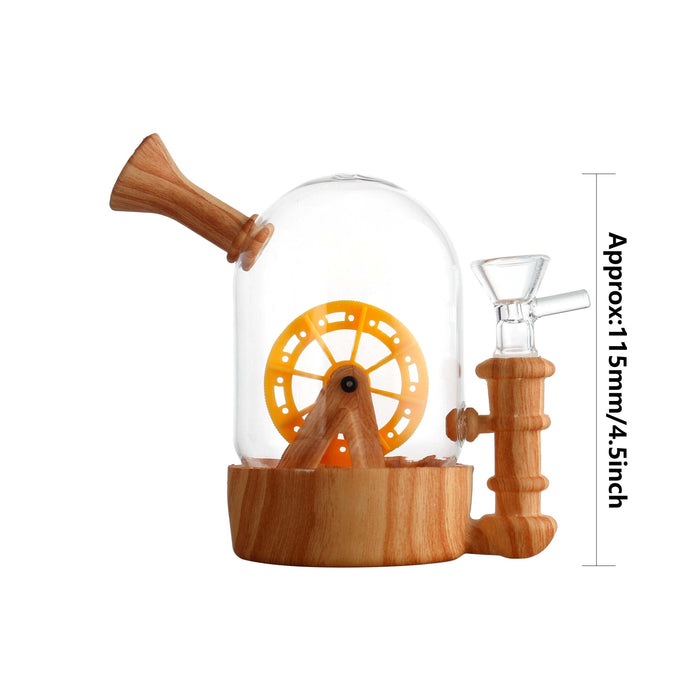 1pc Waterwheel Shaped Glass Silicone Hookah Gun Percolator Fun Wheel Mini Bongs Dab Rig Oil Rigs 14Mm Glass Bowl