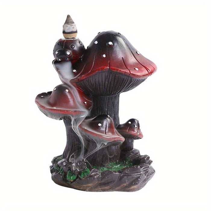 1pc, Resin Mushroom Waterfall Backflow Incense Burner, Incense Burner Holder Home Ornaments Creative Waterfall Backflow Incense Burner Incense Holder Censer Without Incense Cones