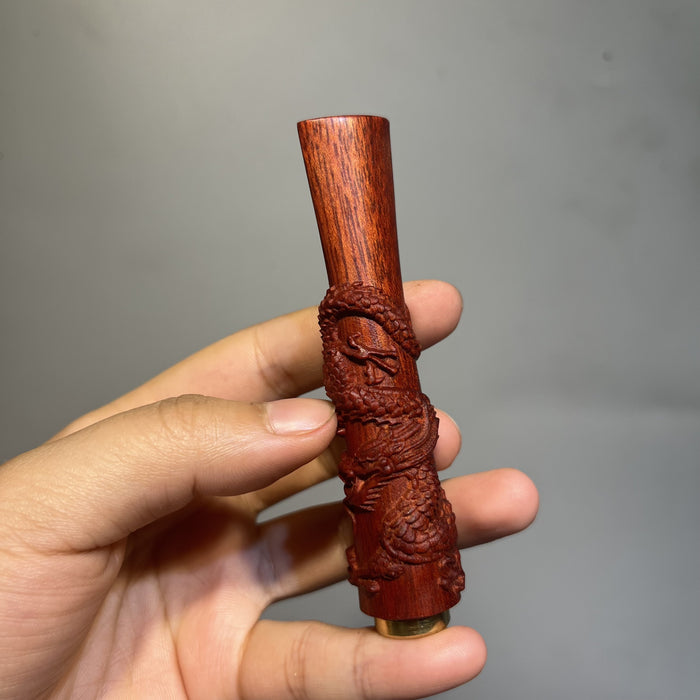 Elegant Rosewood Cigarette Holder with Thick & Thin Dual-Purpose Filter - Handmade Solid Wood Gift for Him