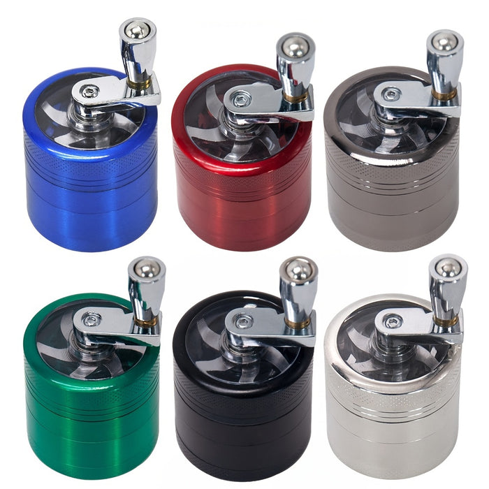 1pc Four-layer Manual Zinc Alloy Tobacco Grinder With Handle, Herb Grinder, Smoking Accessories, Spice Grinder 1.57 Inches