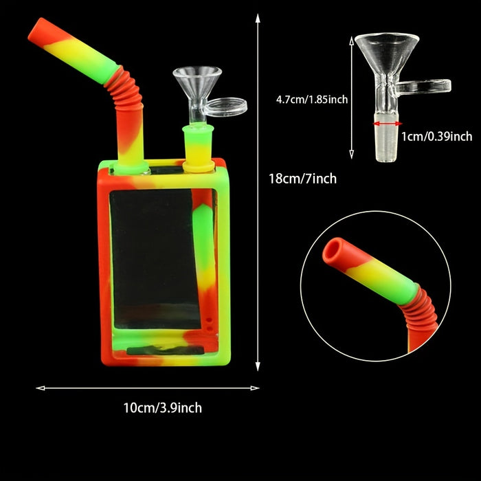 1pc, Beverage Box Hookah Smoke Pipe, Silicone Smoke Tube Including Glass Smoke Pot, Convenient And Portable Smoking Set, Snuff Bottle Pipe, Smoking Accessories