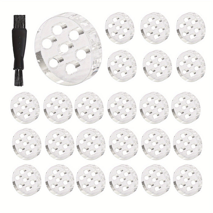 25pcs, 0.3'' Glass Daisy Screens For Pipes Glass Smoking Bowl-7 Honeycomb Holes For Glass Pipe Comes With 1 Brush