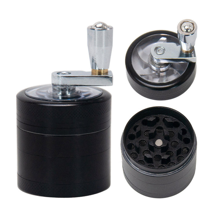 1pc Four-layer Manual Zinc Alloy Tobacco Grinder With Handle, Herb Grinder, Smoking Accessories, Spice Grinder 1.57 Inches