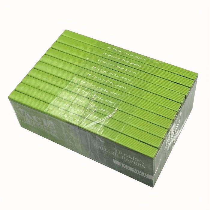 1 Set ACE Rolling Papers, Green Papers | 50 Booklets Per Pack | 1 1/4 Natural Gum Arabic 78 MM 3 Inch | 40 Papers Per Booklet