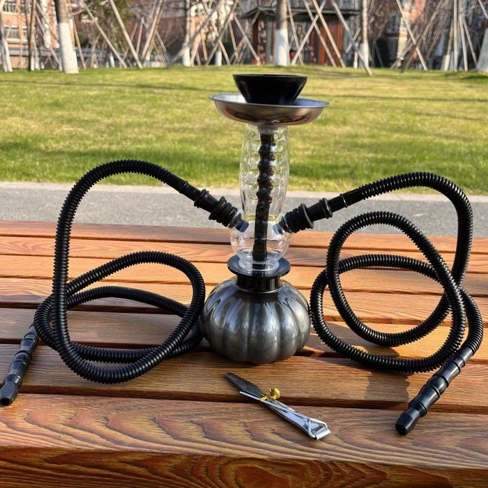 1set, Arabic Hookah Set, Acrylic Outdoor Hookah Bag Full Set Accessories, Contains Silicone Smoking Paste Bowl, Plastic Straw Double Tube With Charcoal Clip