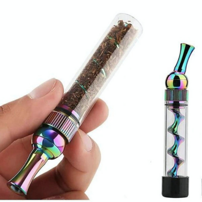 1pc Glass Blunt Twist Pipe, Assembly Pipe With Cleaning Tool, Smoking Pipe, Smoking Accessories, Tobacco Pipe