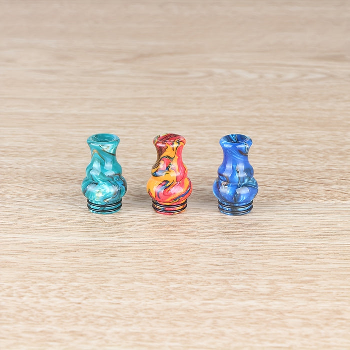 6pcs, Drip Tip, Resin Drip Tip, 810 Resin Universal Nozzle, Gourd Shaped 810 Drip Tip, Mixed Color Pattern Resin Drip Tip Mouthpiece, Smoking Accessaries